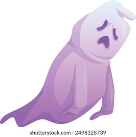 Tired ghost character. Sleepy spooky cartoon spirit isolated on white background