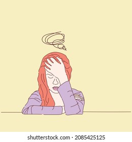 tired girl vector logo design