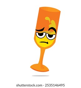 tired glass mascot illustrations character design. new year, anniversary birthday and celebration concept. decorations and event themes