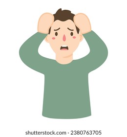 tired and gloomy holding palm on forehead