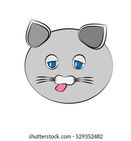 Tired grey cat