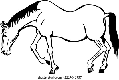 Tired Horse Cartoon Vector Illustration