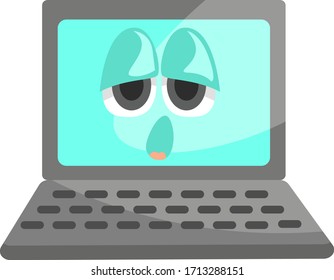 Tired laptop, illustration, vector on white background