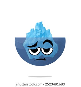 tired and lazy iceberg mascot cartoon character. cute, funny and playful concept. earth, education, and nature themes