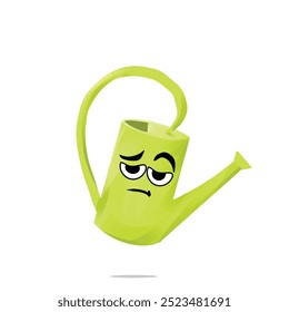 tired and lazy watering can mascot cartoon character. cute, funny and playful concept. garden, education, and nature themes