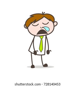 Tired Lazy Worker Sleeping Vector