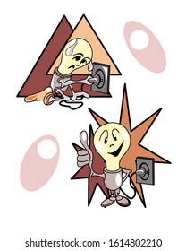 The tired light bulb is recharged from the network.