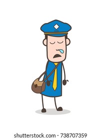 Tired Mailman Sleepy Face Vector