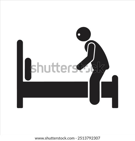 Tired man going to bed. Bed icon. Bedtime icon