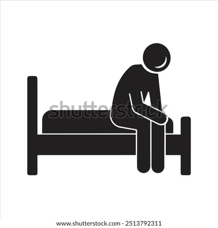 Tired man going to bed. Bed icon. Bedtime icon