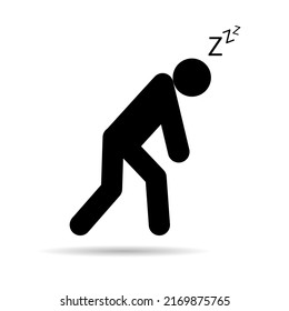 Tired man icon with shadow, sleep emotion tired sign, bored concept symbol, graphic vector illustration .