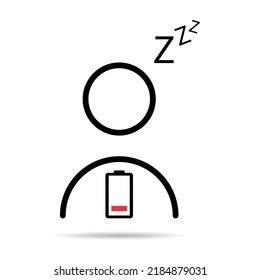 Tired man icon with shadow, sleep emotion tired sign, bored concept symbol, graphic vector illustration .