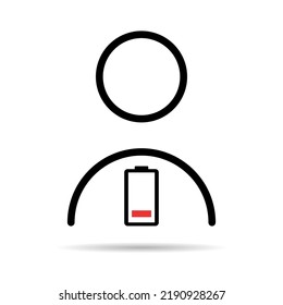 Tired man icon with shadow, sleep emotion tired sign, bored concept symbol, graphic vector illustration .