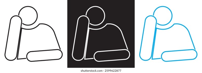 Tired man icon. Vector for app, UI, web. Vector illustration. isolated on white and black background. EPS 10