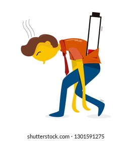 Tired man, with no battery to keep working
