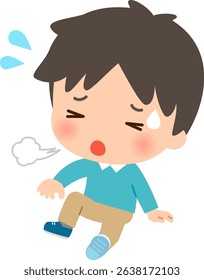 A tired man sitting on the ground