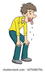 Tired man, vector illustration cartoon