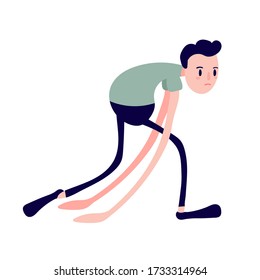 Cansado. Ilustración vectorial al estilo de las caricaturas planas.