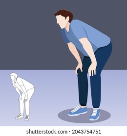 Tired men sitting and hugging he knees Vector illustration