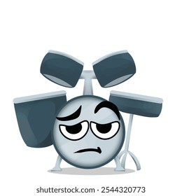 tired modern drum mascot illustration. fun and playful concept. hobby, interest, lifestyle, song, singer, sound, and music themes