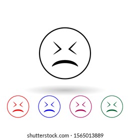Tired multi color icon. Simple thin line, outline vector of emoji icons for ui and ux, website or mobile application