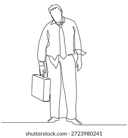 Trabajador de oficina cansado dibujo de una línea. Ilustración de una sola línea de trabajador de oficina cansado. Oficinista cansado minimalista arte de línea. Arte vectorial cansado del oficinista