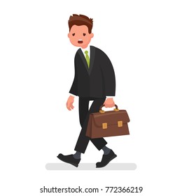 Tired office worker. Stress at work. Concept of failures in business. Vector illustration in a flat style