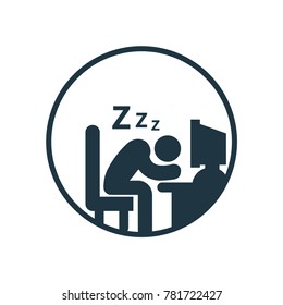 Tired overworked businessman sleeps on desk. vector