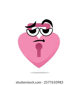 tired padlock of love mascot illustration for design. cute and playful concept. sweethearts, romantic, couples, partner, young, and connected themes