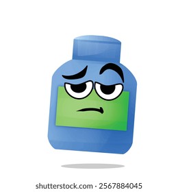 tired paint bottle mascot illustration for design. cute and playful concept. artwork, workspace, tools, artist, creative, and painting themes