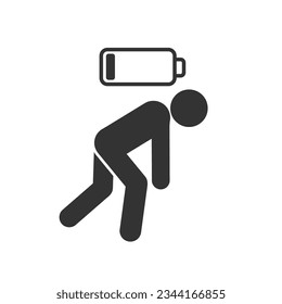 Tired person icon, fatigue or exhausted, lack battery energy, low charge, burnout workplace, stress - icon vector