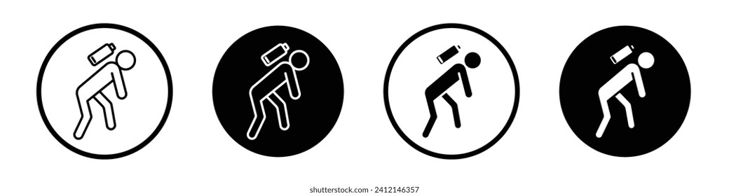 Tired person icon set. Person tiredness through stress at workplace, Lack of energy and exhausted at office sign.