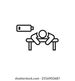 Tired person icon Thin line art collection