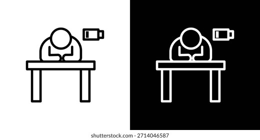 Icono de persona cansada en estilo plano y trazo delgado.