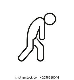 Tired person line icon. Man with low energy battery. Vector sign