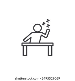 Tired person outlined icon isolated on white background