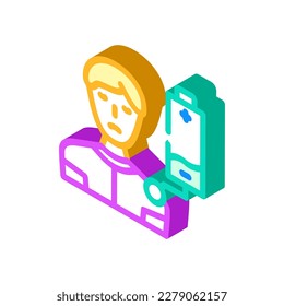 tired person stress headache isometric icon vector. tired person stress headache sign. isolated symbol illustration