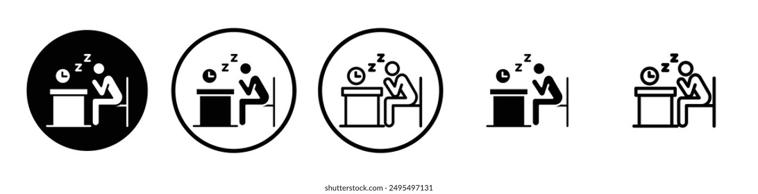 Tired person vector icon set in black and white color.