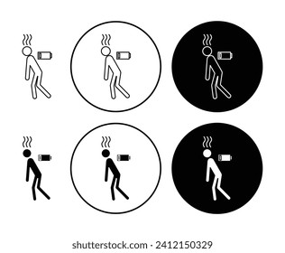 Tired Person vector illustration set. Person tiredness through stress at workplace sign suitable for apps and websites UI design style.