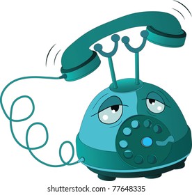 Tired phone. Cartoon