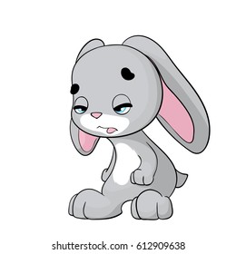 Tired Rabbit. Cartoon character bunny, Vector Illustration