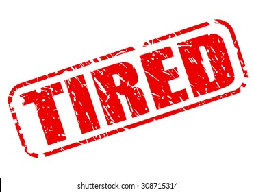 Tired red stamp text on white