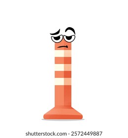 tired road barrier mascot vector illustrations. fun and playful concept. job, tools, building, workers, safety, city, construction equipment, renovation and restoration themes