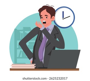 tired sad busy office worker man.