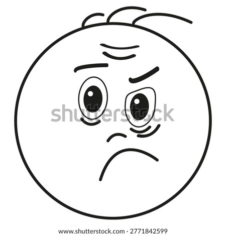 Tired sad face icon. Emotion character symbol. Exhausted unhappy head figure. Vector mood sign. EPS 10.