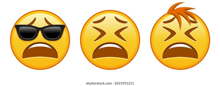 Tired sad face Set of three emoji