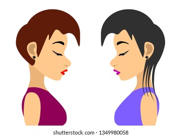 Tired and sad women face to face
