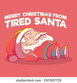 Tired Santa character vector illustration. Holiday, festive, working, party design concept