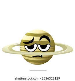 tired saturn planet mascot character. cute, funny, and playful concept. solar system, astronomy and education themes