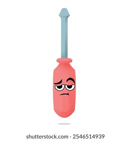 tired screwdriver mascot character illustration. cute and playful concept. furniture, tools, woodworking, restoration, repair and carpentry themes